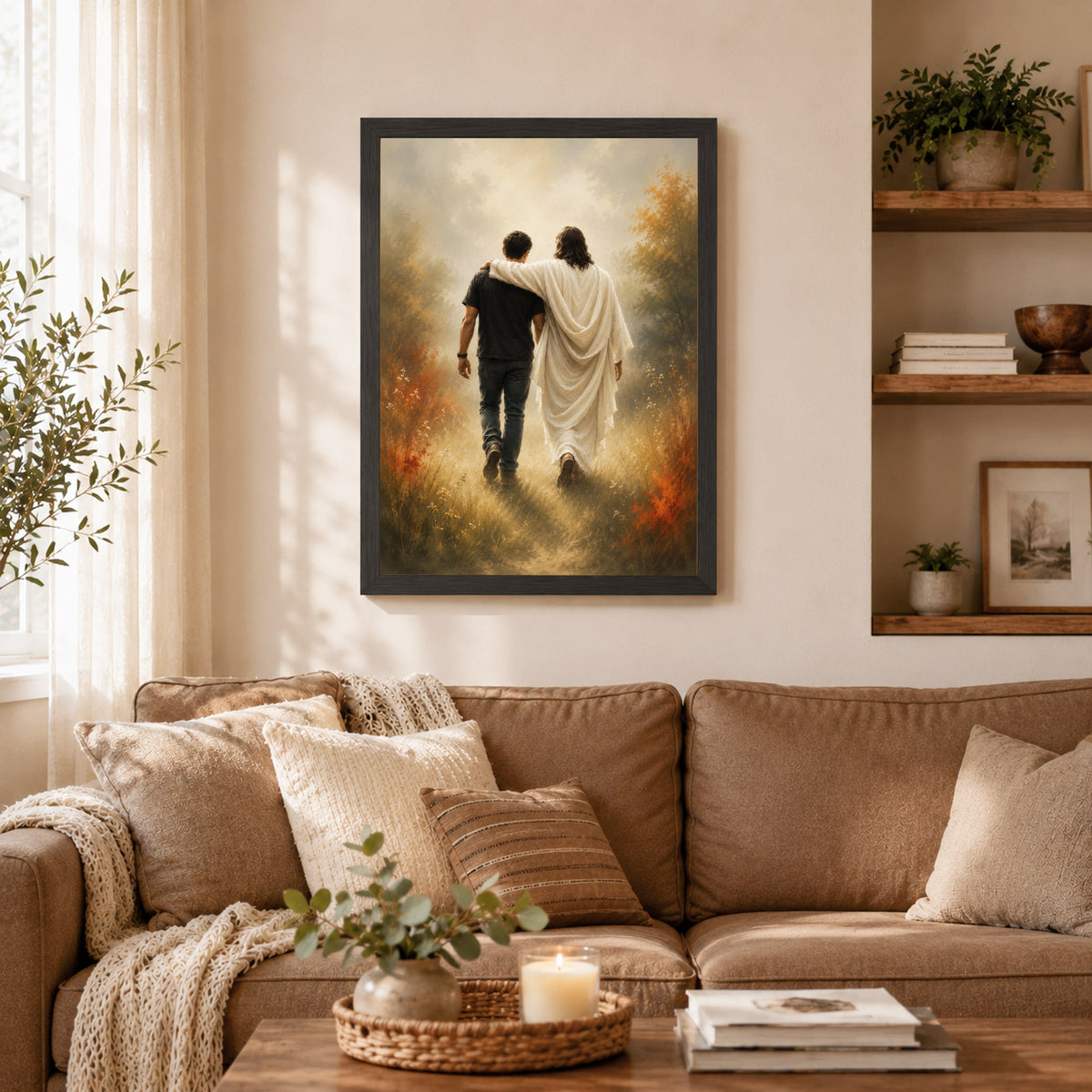 Jesus Christ Walking Beside You Christian Wall Art Poster/Canvas