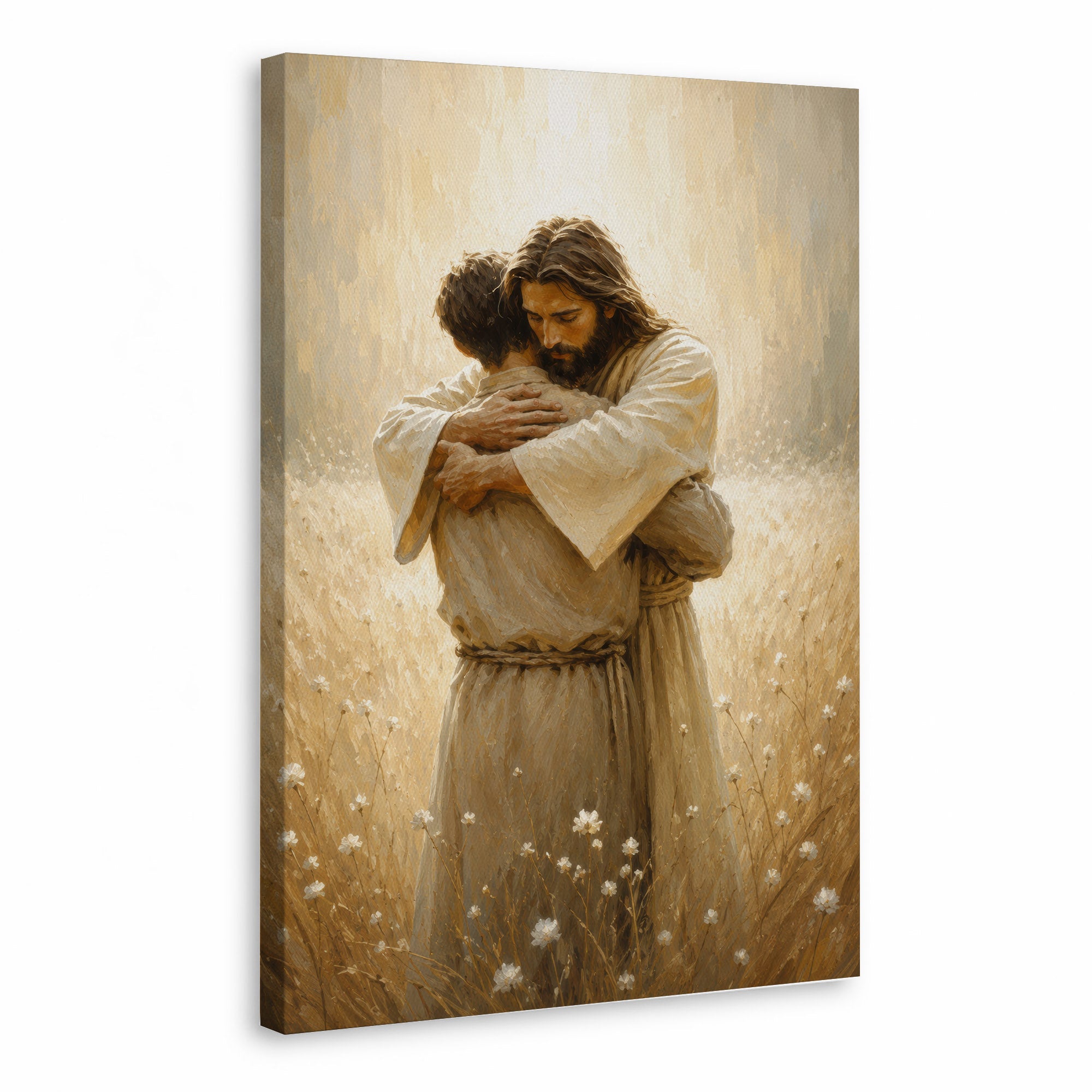 Jesus Christ Safe in His Arms Christian Wall Art Poster/Canvas