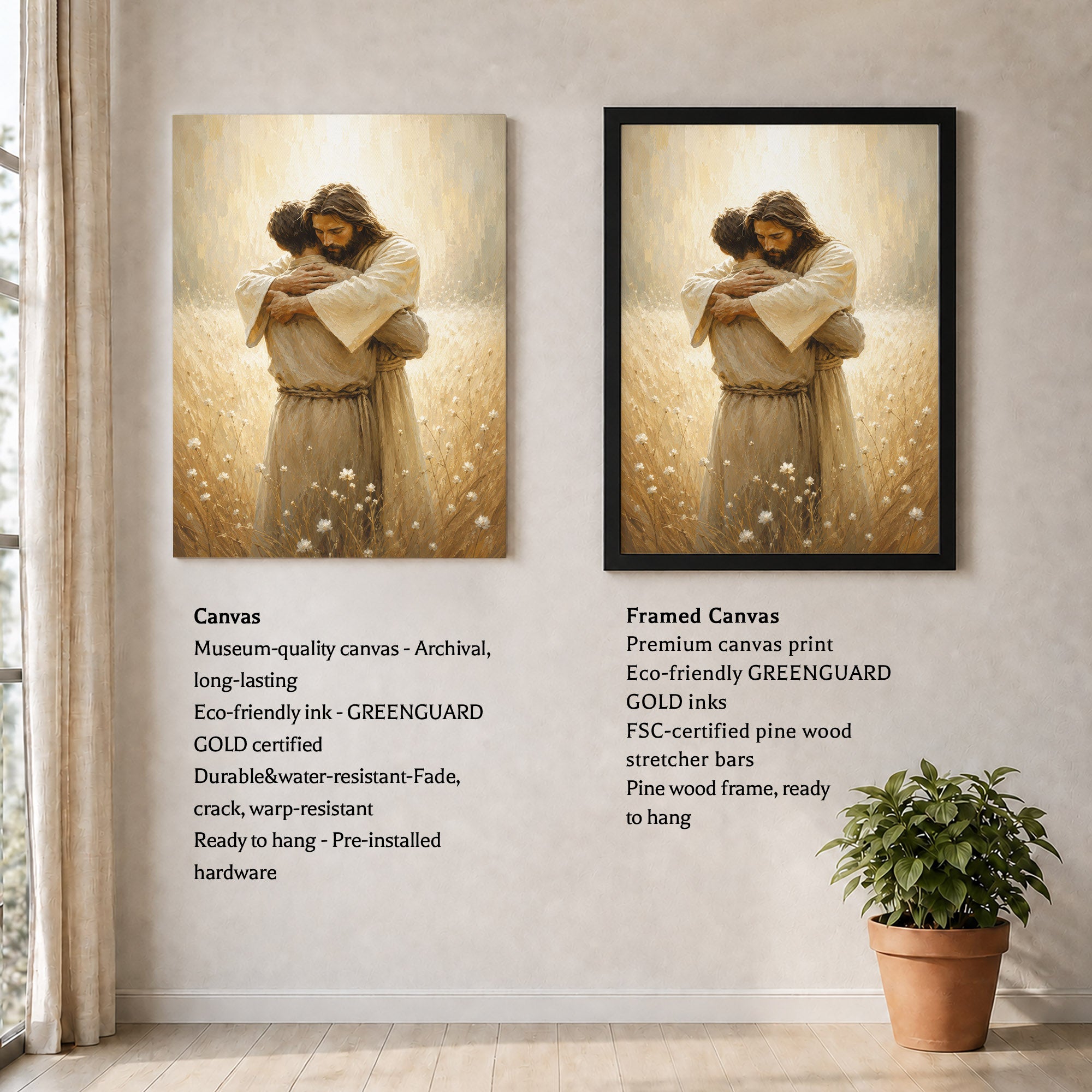 Jesus Christ Safe in His Arms Christian Wall Art Poster/Canvas