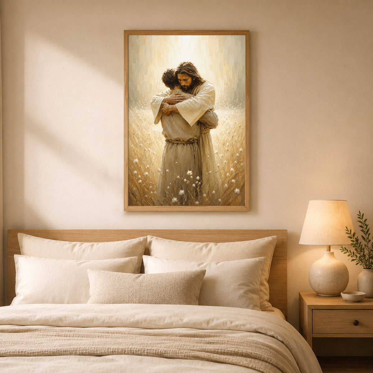 Jesus Christ Safe in His Arms Christian Wall Art Poster/Canvas