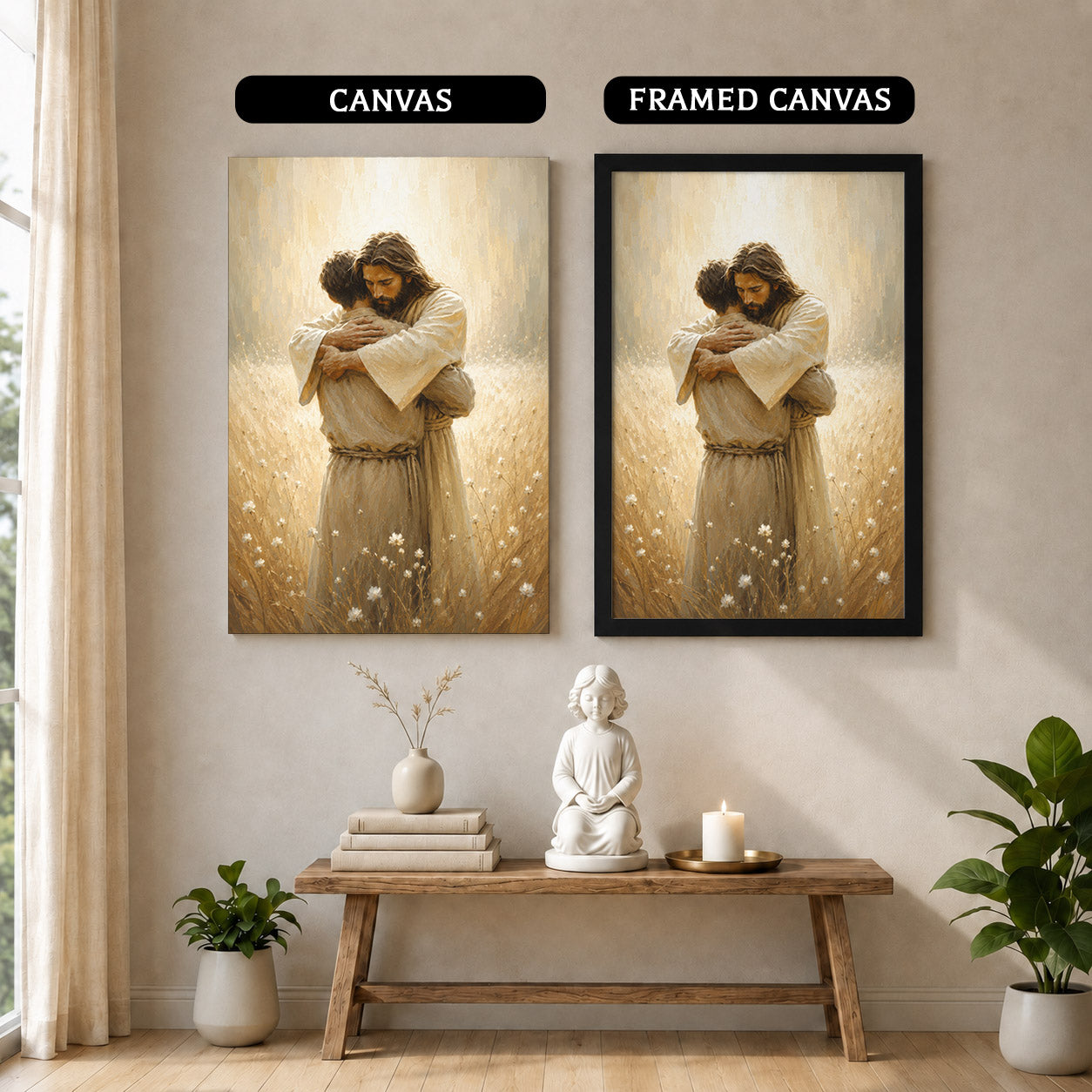 Jesus Christ Safe in His Arms Christian Wall Art Poster/Canvas