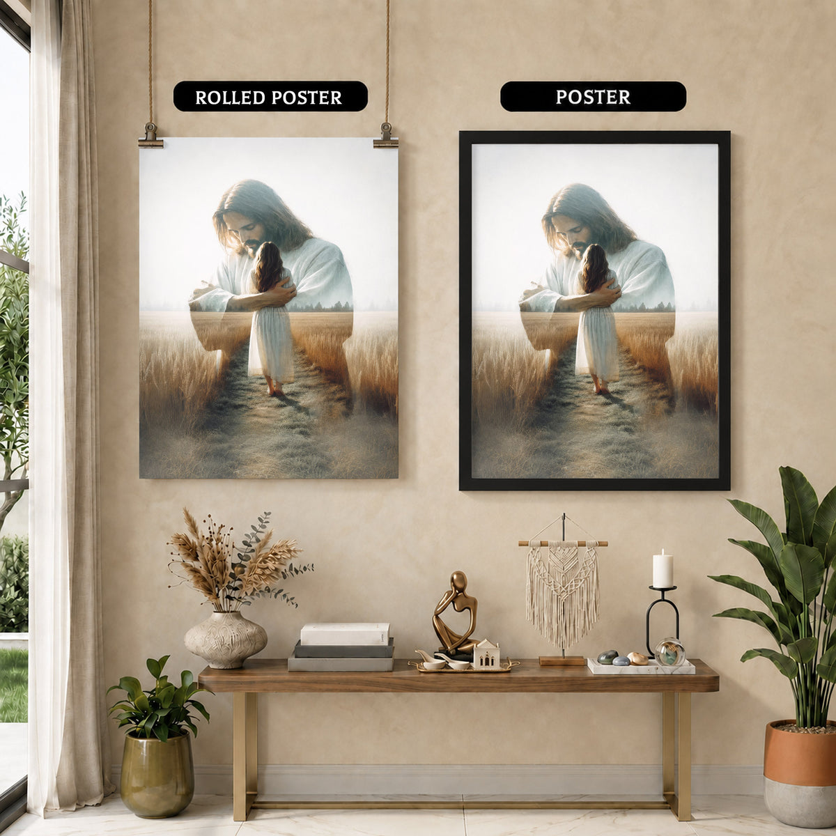 Jesus Holding You Close Christian Wall Art Poster/Canvas
