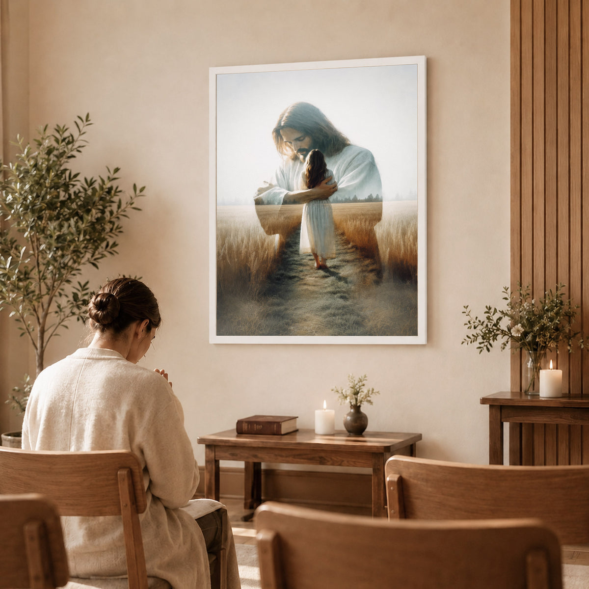 Jesus Holding You Close Christian Wall Art Poster/Canvas