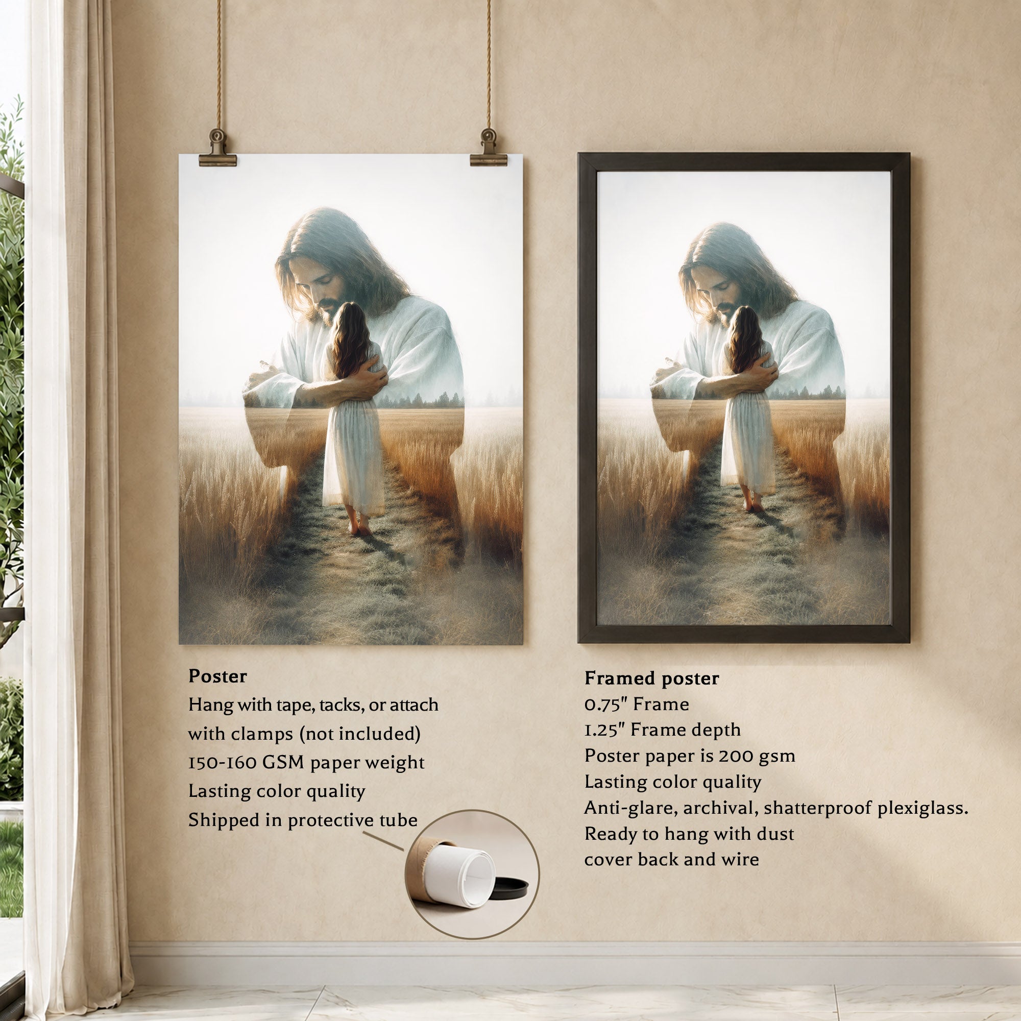 Jesus Holding You Close Christian Wall Art Poster/Canvas