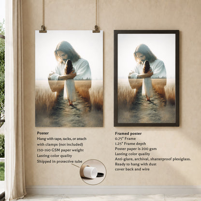 Jesus Holding You Close Christian Wall Art Poster/Canvas