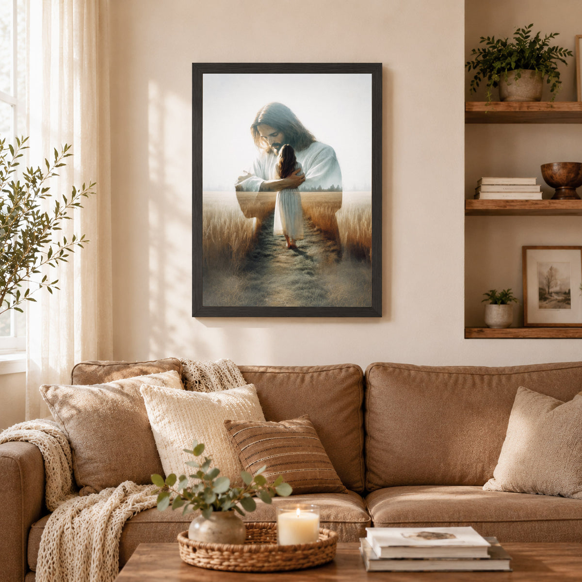 Jesus Holding You Close Christian Wall Art Poster/Canvas