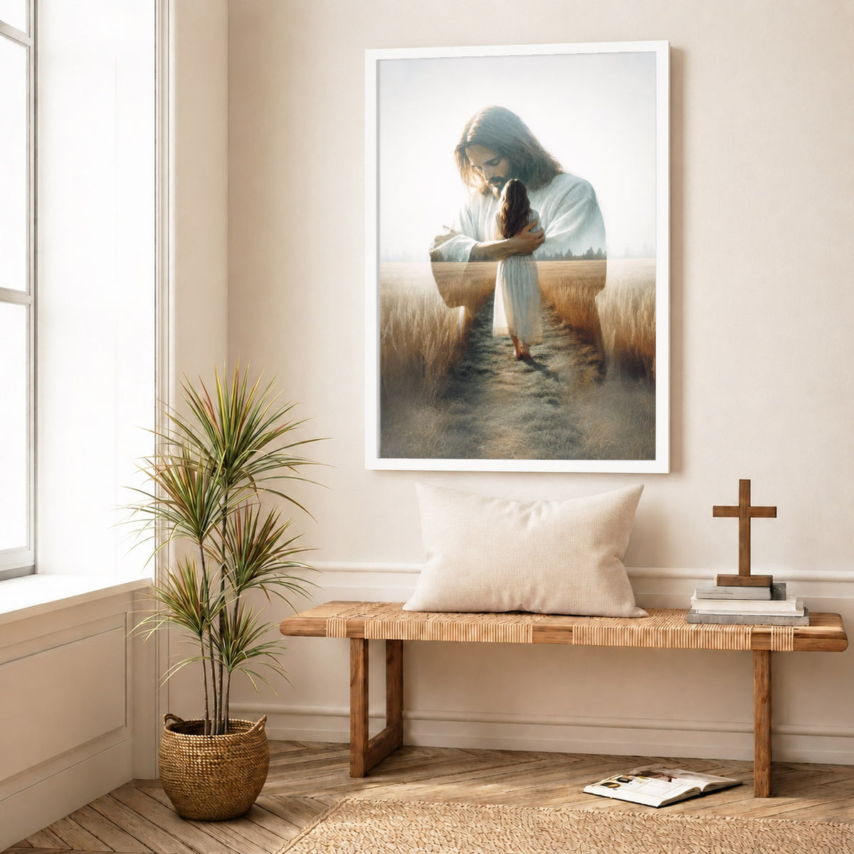 Jesus Holding You Close Christian Wall Art Poster/Canvas