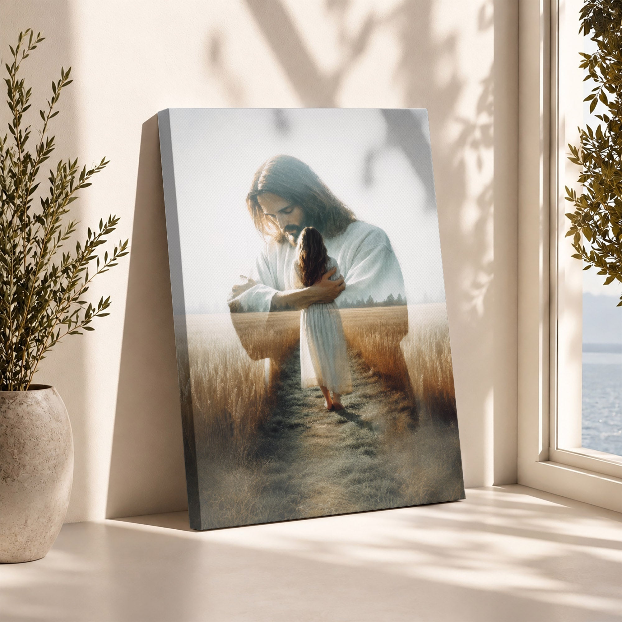 Jesus Holding You Close Christian Wall Art Poster/Canvas