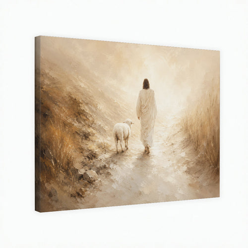 Radiant Jesus Walking with Lamb Wall Art Poster/Canvas