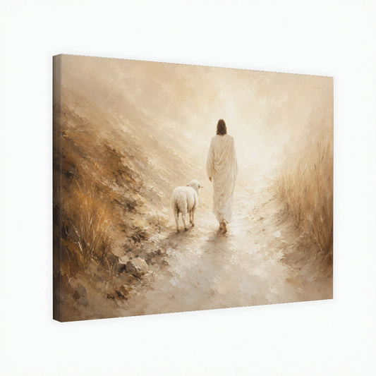 Radiant Jesus Walking with Lamb Wall Art Poster/Canvas