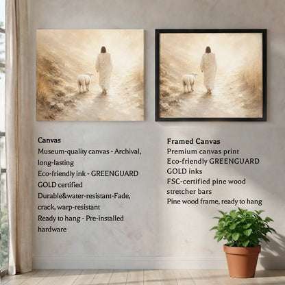 Radiant Jesus Walking with Lamb Wall Art Poster/Canvas