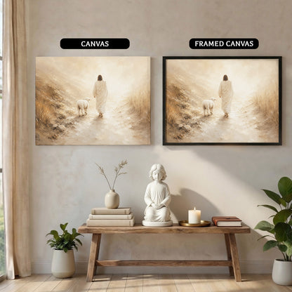 Radiant Jesus Walking with Lamb Wall Art Poster/Canvas