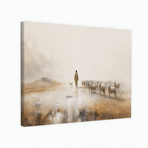 Jesus The Good Shepherd Leading His Flock Christian Wall Art Poster/Canvas