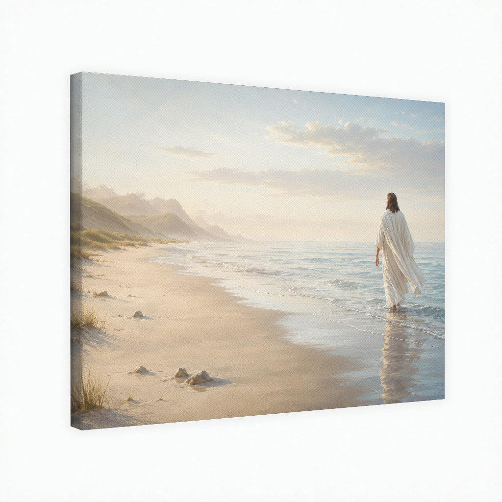 Jesus Walking by the Shore Christian Wall Art Poster/Canvas
