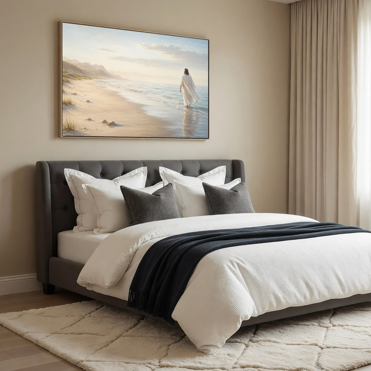 Jesus Walking by the Shore Christian Wall Art Poster/Canvas