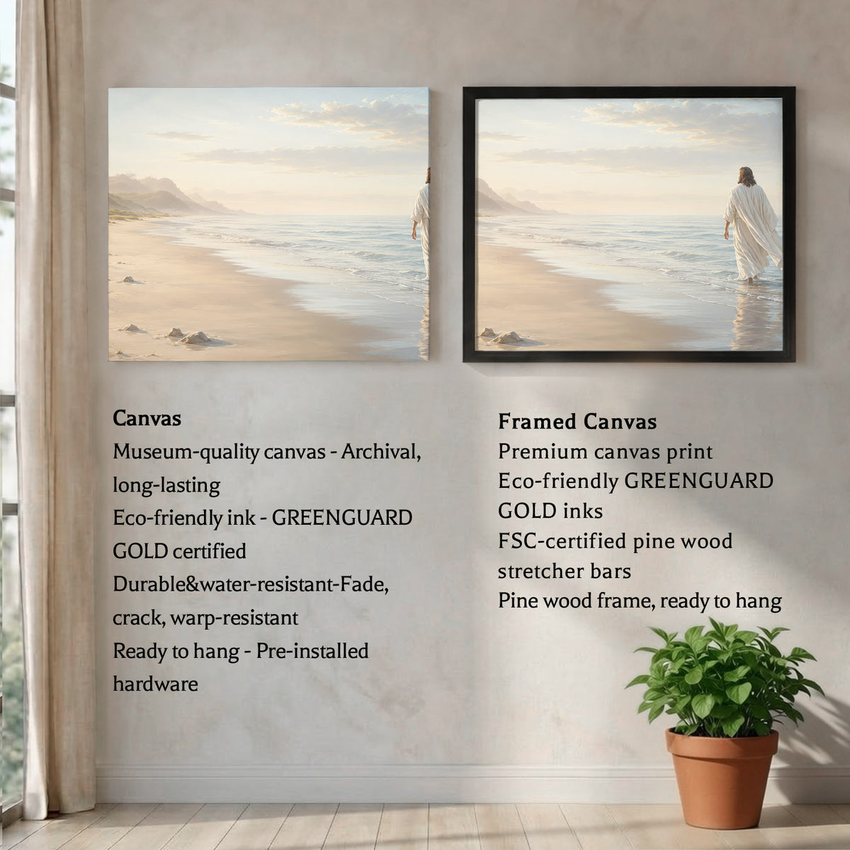 Jesus Walking by the Shore Christian Wall Art Poster/Canvas
