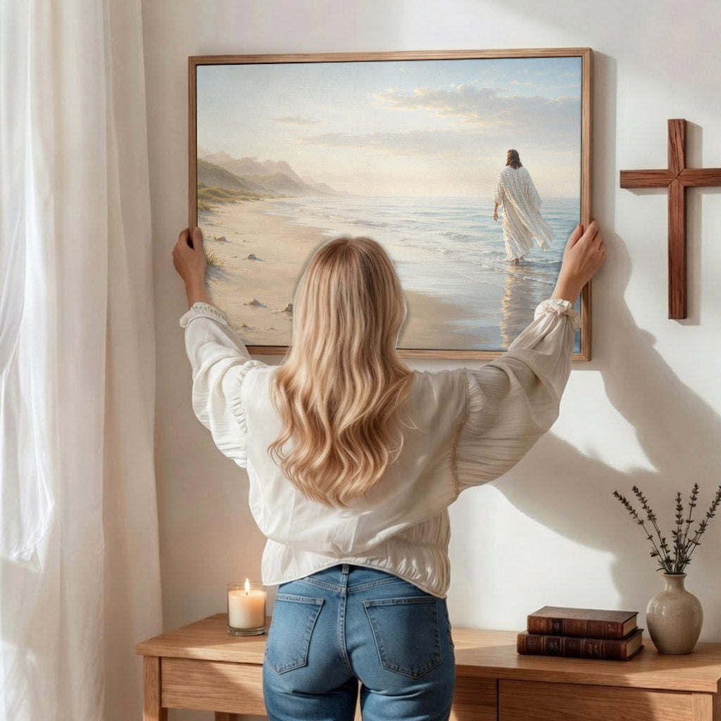 Jesus Walking by the Shore Christian Wall Art Poster/Canvas