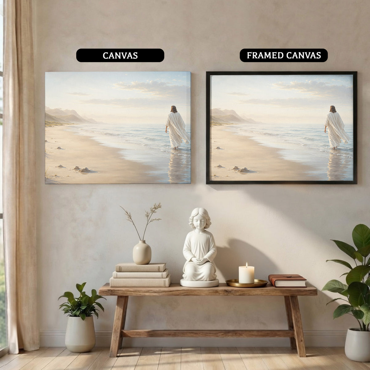 Jesus Walking by the Shore Christian Wall Art Poster/Canvas