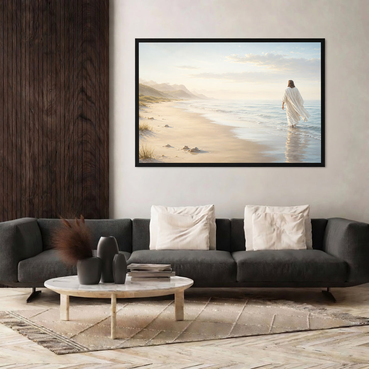 Jesus Walking by the Shore Christian Wall Art Poster/Canvas