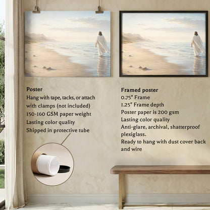Jesus Walking by the Shore Christian Wall Art Poster/Canvas