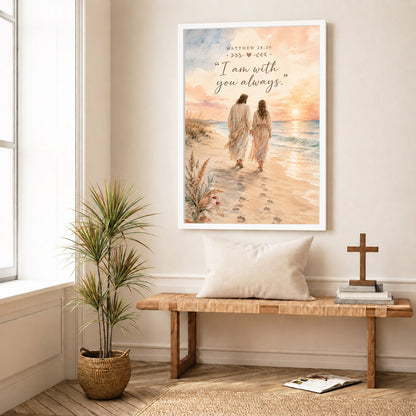 I Am With You Always Matthew 28:20 Christian Wall Art Poster/Canvas