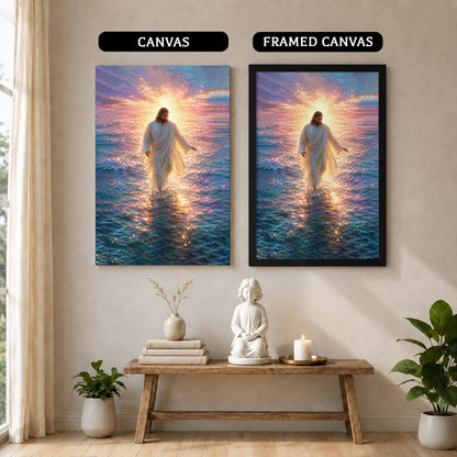 Jesus Walking on Water Sunset Christian Wall Art Poster/Canvas