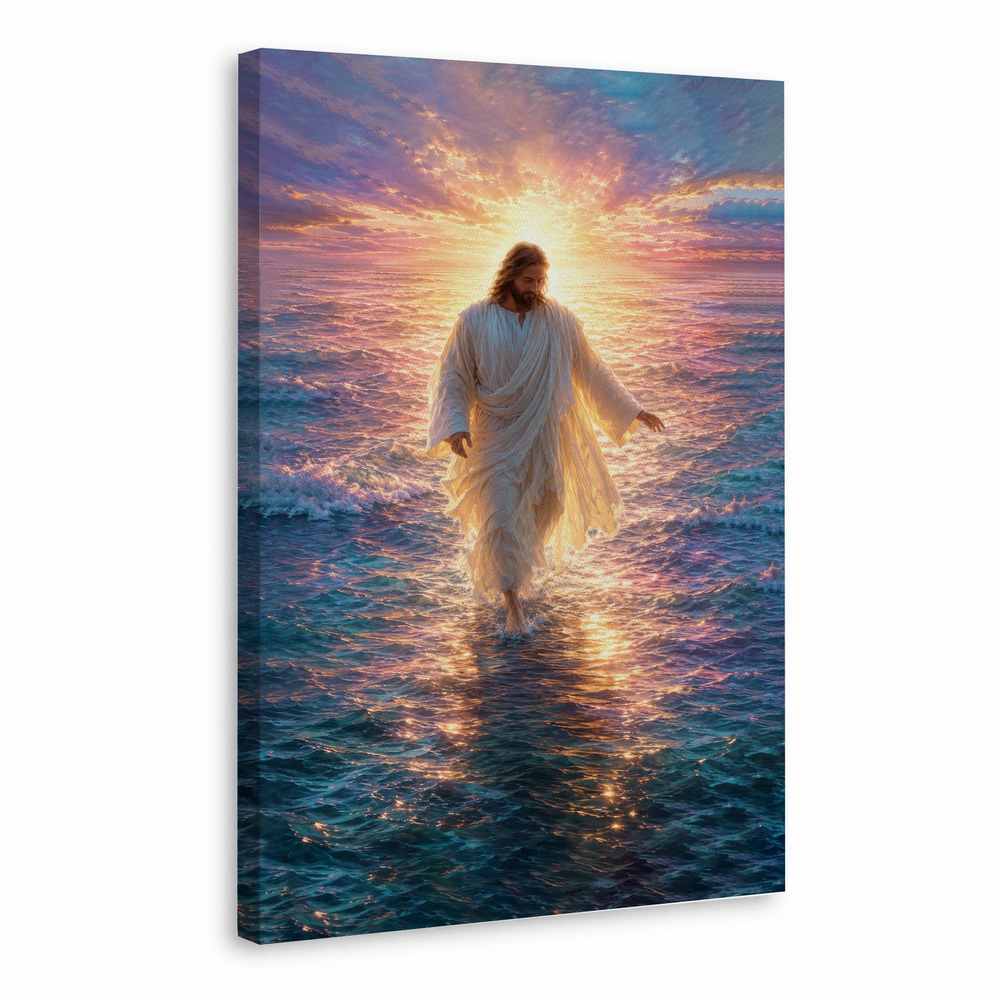 Jesus Walking on Water Sunset Christian Wall Art Poster/Canvas