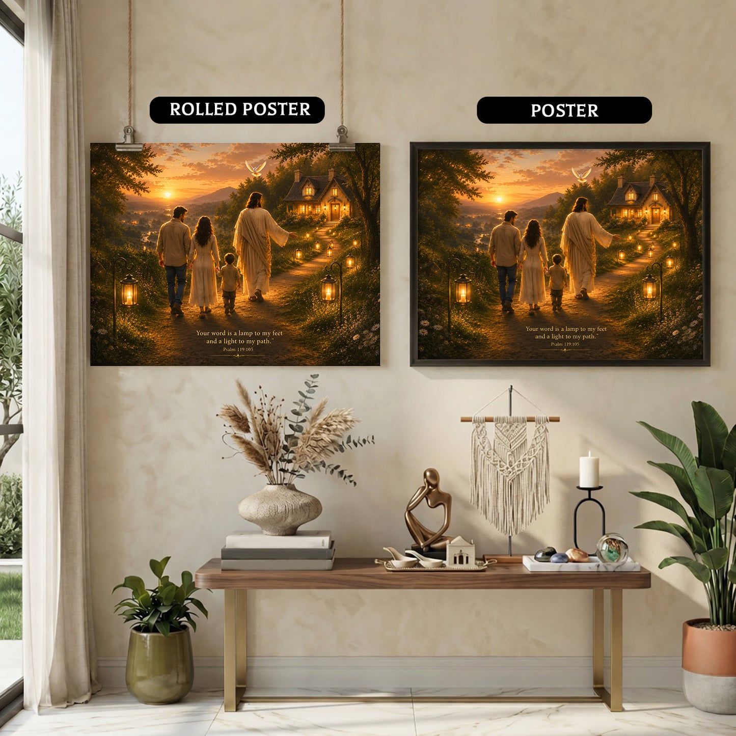 Your Word Is a Lamp to My Feet Psalm 119:105 Christian Wall Art Poster/Canvas