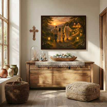 Your Word Is a Lamp to My Feet Psalm 119:105 Christian Wall Art Poster/Canvas