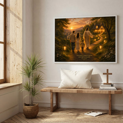 Your Word Is a Lamp to My Feet Psalm 119:105 Christian Wall Art Poster/Canvas