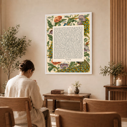 Psalm 139 Scripture Floral Peacock Christian Wall Art Poster/Canvas