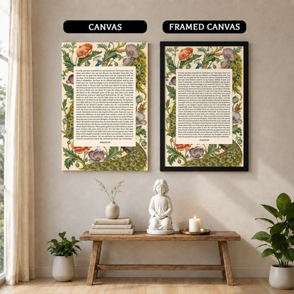 Psalm 139 Scripture Floral Peacock Christian Wall Art Poster/Canvas