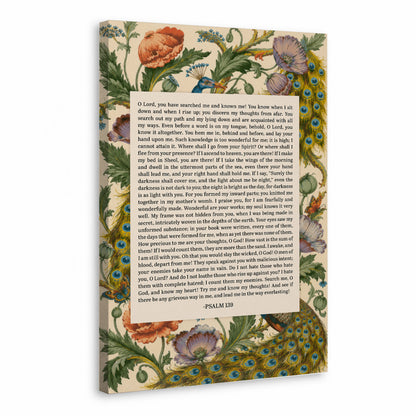 Psalm 139 Scripture Floral Peacock Christian Wall Art Poster/Canvas