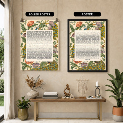 Psalm 139 Scripture Floral Peacock Christian Wall Art Poster/Canvas