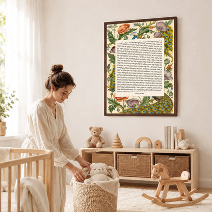 Psalm 139 Scripture Floral Peacock Christian Wall Art Poster/Canvas
