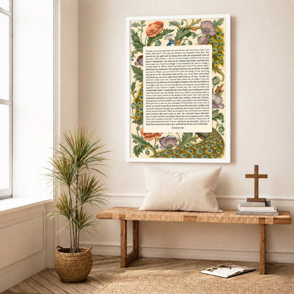 Psalm 139 Scripture Floral Peacock Christian Wall Art Poster/Canvas