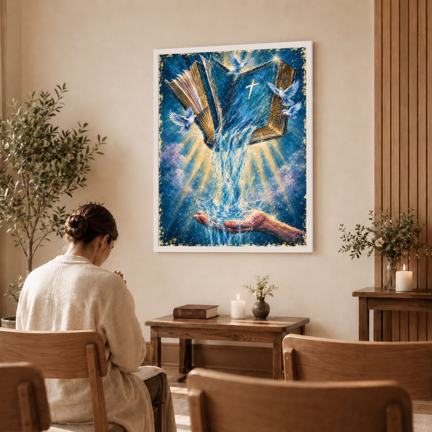 Dove and Light Rays Wall Art Canvas/Poster