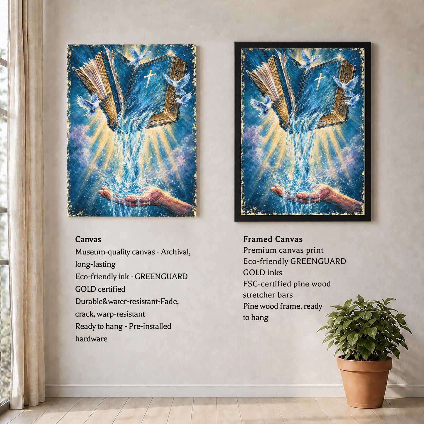 Dove and Light Rays Wall Art Canvas/Poster