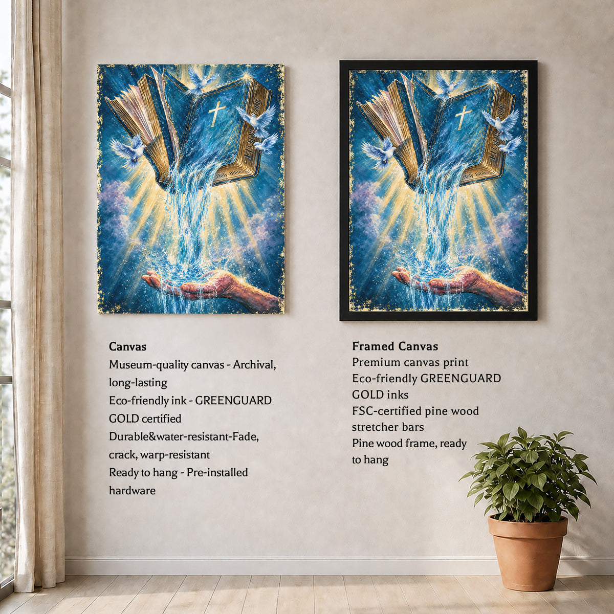 Dove and Light Rays Wall Art Canvas/Poster
