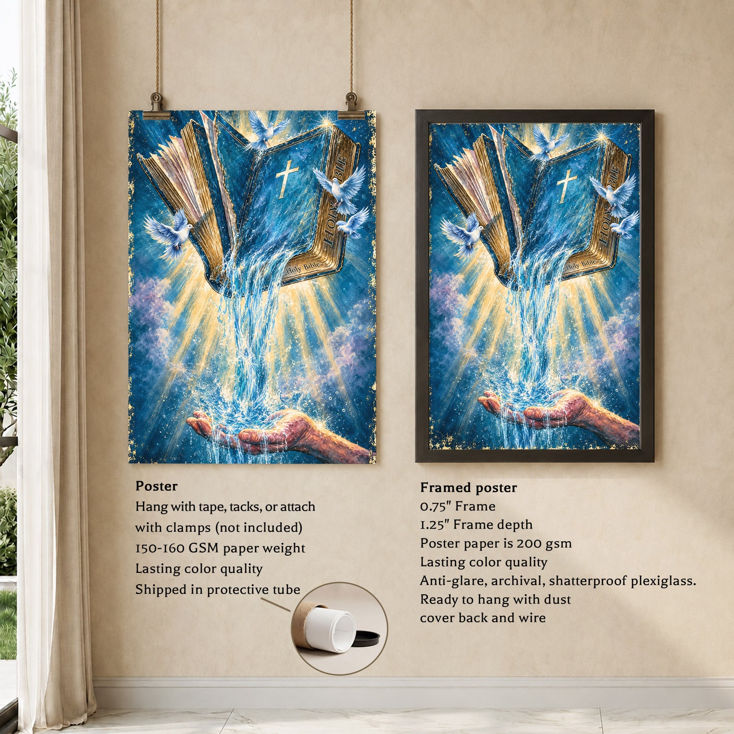 Dove and Light Rays Wall Art Canvas/Poster