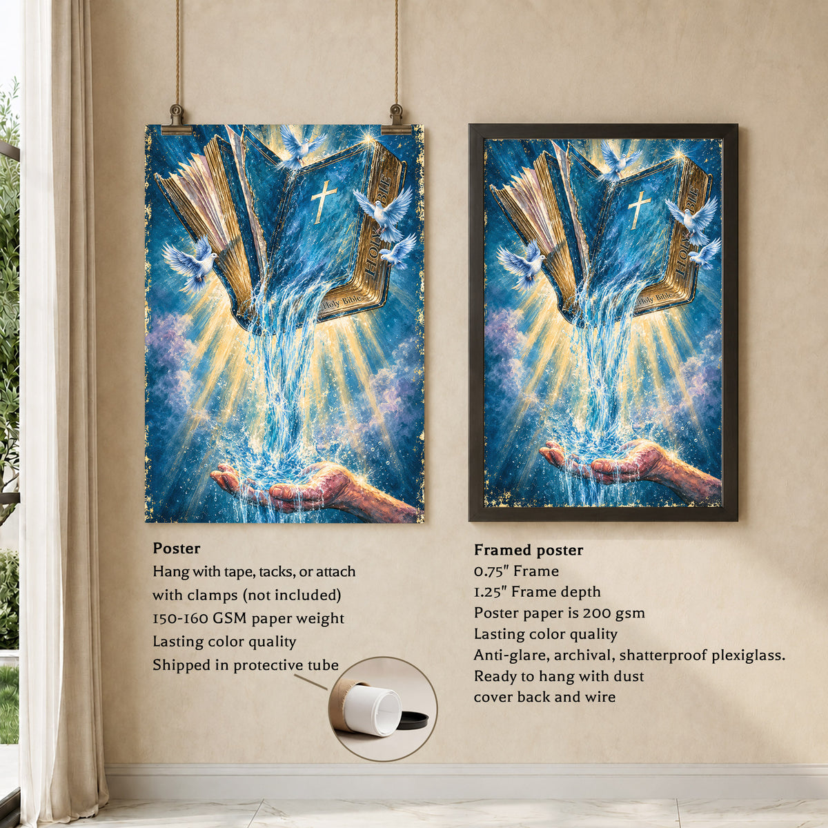 Dove and Light Rays Wall Art Canvas/Poster