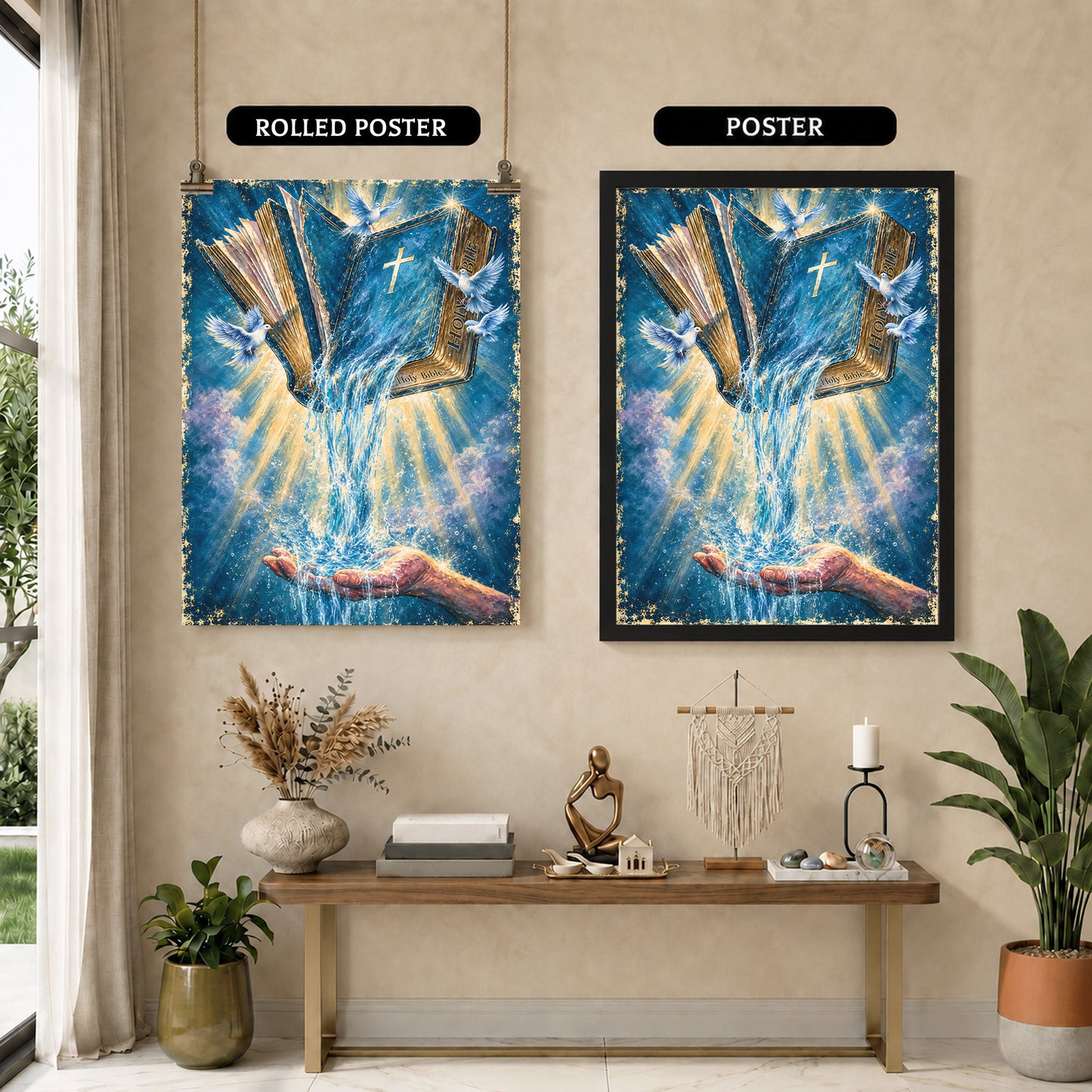 Dove and Light Rays Wall Art Canvas/Poster