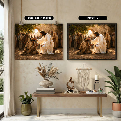 Inspirational Spiritual Scene Wall Art Canvas/Poster Golden Light Decor