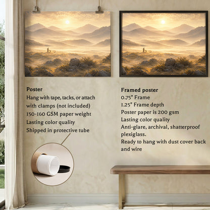 Peaceful Mountain Landscape Wall Art Poster/Canvas
