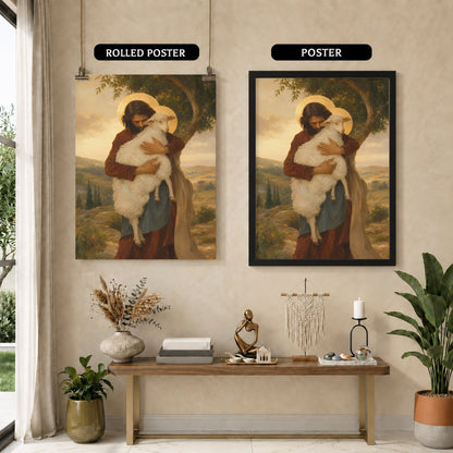 Jesus Holding Lamb Good Shepherd Wall Art Canvas/Poster