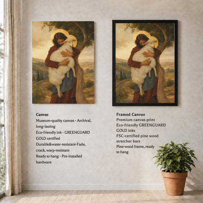 Jesus Holding Lamb Good Shepherd Wall Art Canvas/Poster