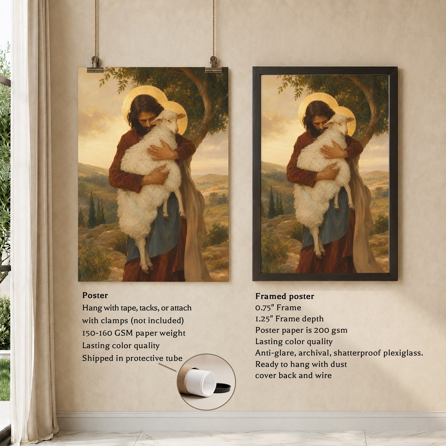 Jesus Holding Lamb Good Shepherd Wall Art Canvas/Poster