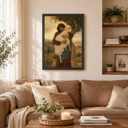 Jesus Holding Lamb Good Shepherd Wall Art Canvas/Poster