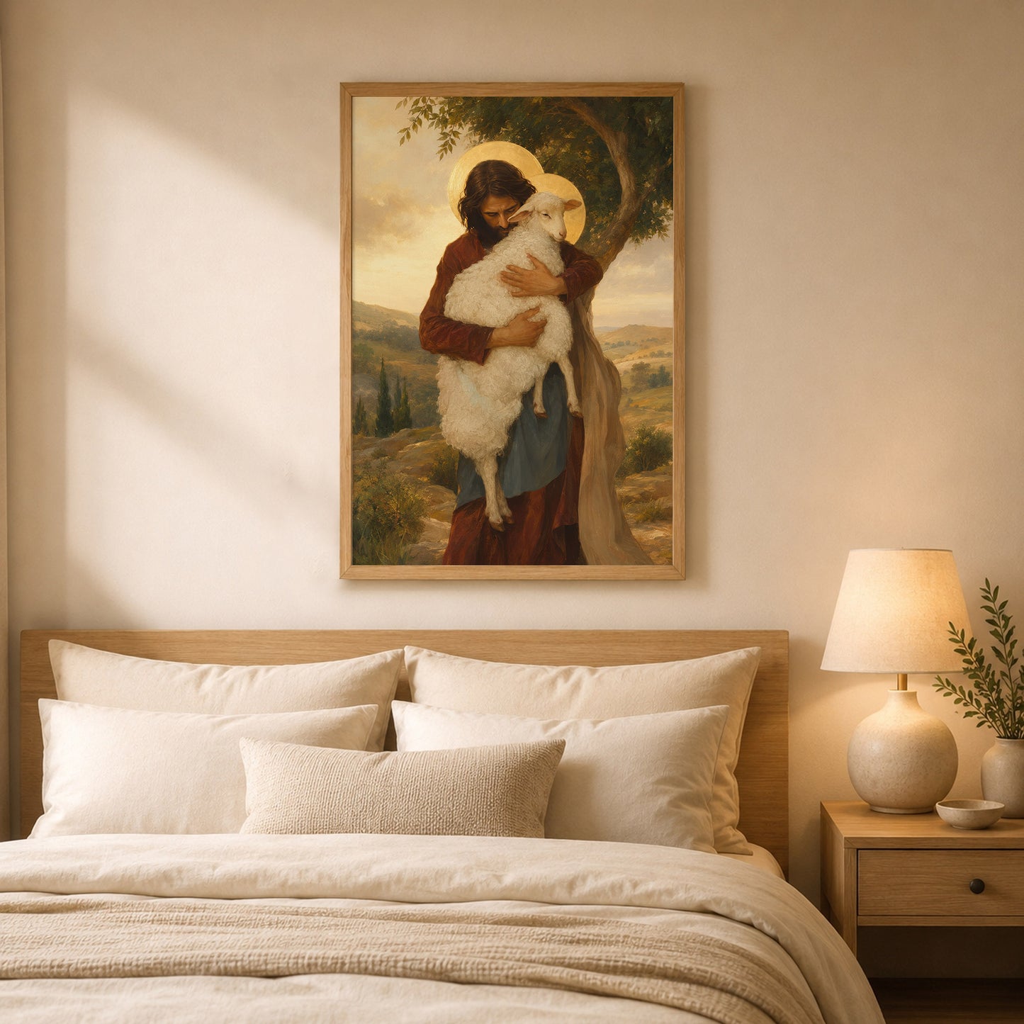 Jesus Holding Lamb Good Shepherd Wall Art Canvas/Poster