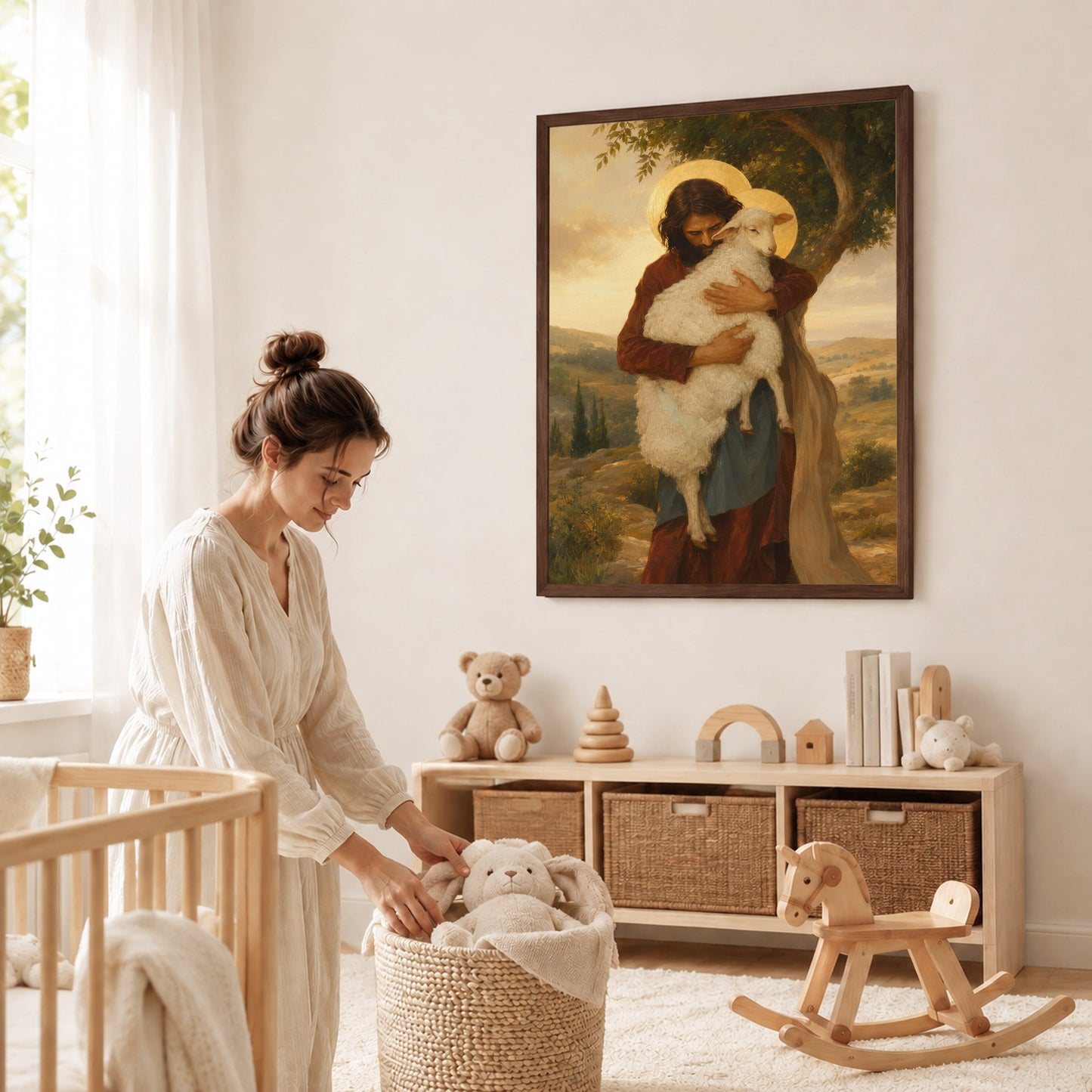 Jesus Holding Lamb Good Shepherd Wall Art Canvas/Poster